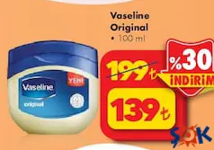 VASELİNE ORİGİNAL VAZELİN 100 ML fiyat ve kampanya bilgisi